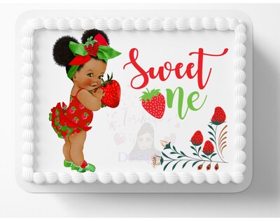 Adorable Strawberry Baby Edible Image Birthday or Baby Shower Party Cake Topper Edible Cake Toppers Frosting Sheet Icing Paper Cake Decorati - image4
